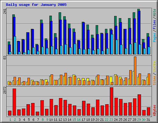 Daily usage for January 2005