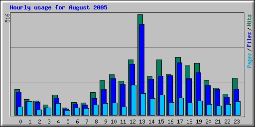 Hourly usage for August 2005